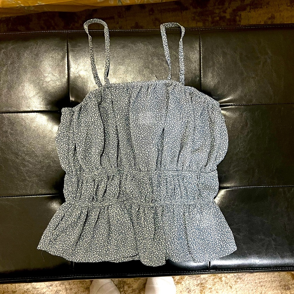 Blue and White Patterned Tank
